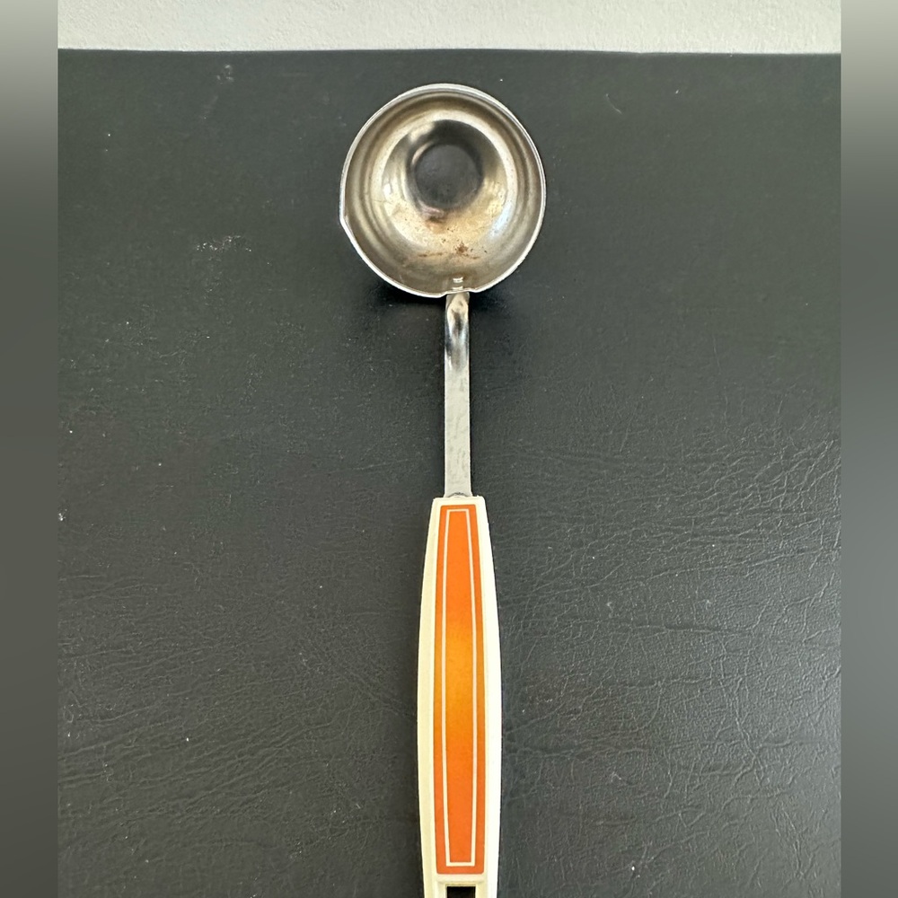 EKCO Vintage Cooking Utensil Retro‎ Orange Handle Chromium Plated Small Ladle